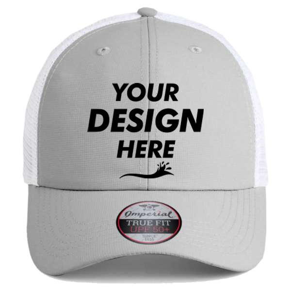 Imperial The Original Sport Mesh Cap, Light Grey / White, Front view, Mockup