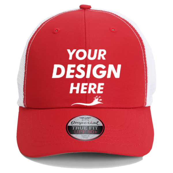 Imperial The Original Sport Mesh Cap, Red / White, Front view, Mockup