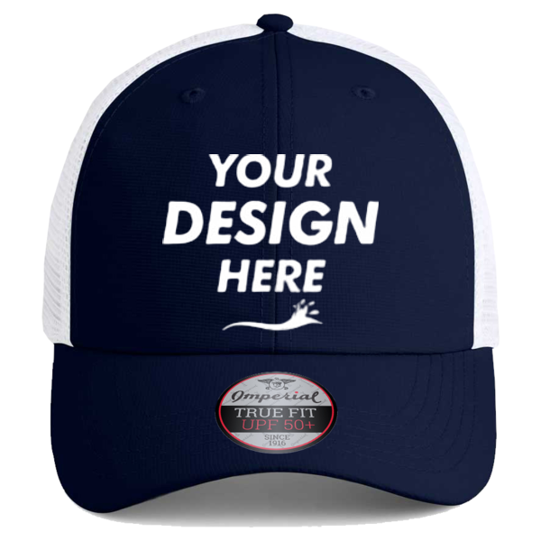 Imperial The Original Sport Mesh Cap, True Navy / White, Front view, Mockup