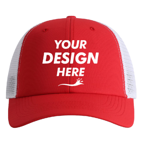 Imperial The Original Sport Mesh Cap, True Red / White, Front view, Mockup