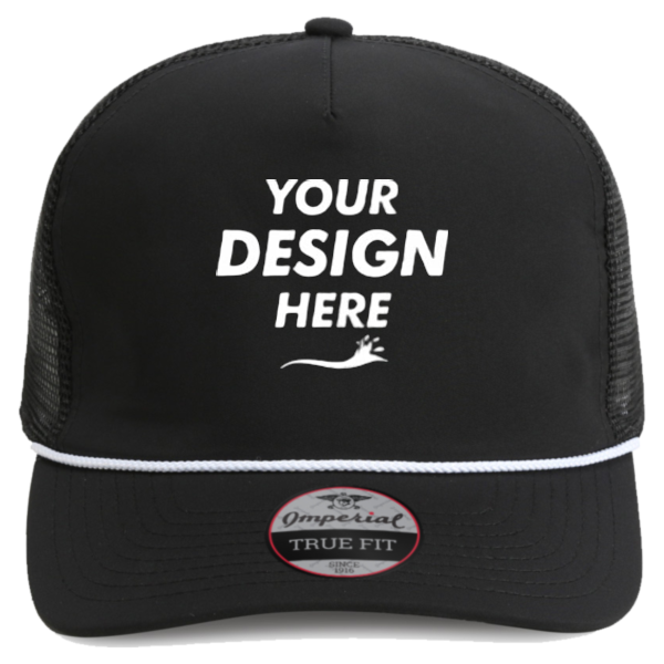 Imperial The Rabble Rouser Cap, Black / Black / White, Front view, Mockup