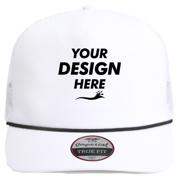 Imperial The Rabble Rouser Cap, White / White / Black, Front view, Mockup