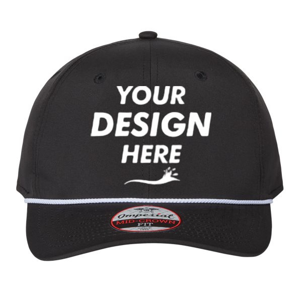 Imperial The Wingman Cap, Black / White / White / White / White, Front view, Mockup