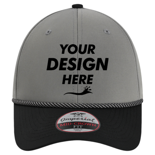 Imperial The Wingman Cap, Grey / Black / Black / Grey / Grey, Front view, Mockup