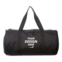 Independent Trading Co. 29L Day Tripper Duffel Bag, Black / Black, Front view, Mockup