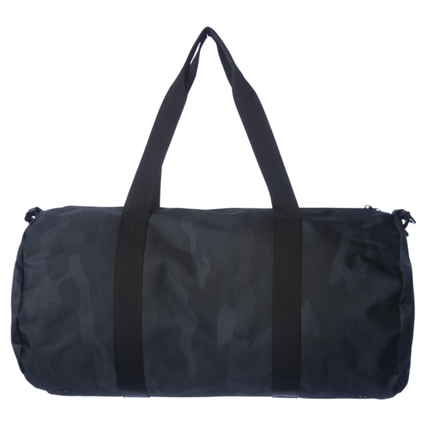 Independent Trading Co. 29L Day Tripper Duffel Bag, Black Camo / Black Camo, Back view