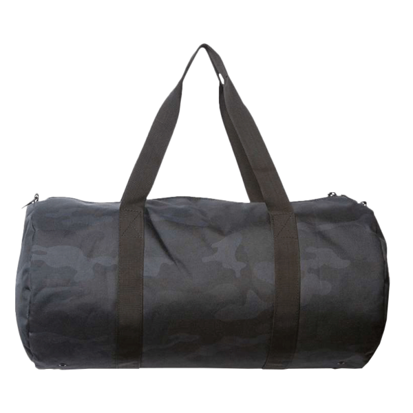 Independent Trading Co. 29L Day Tripper Duffel Bag, Black Camo / Black Camo, Front view
