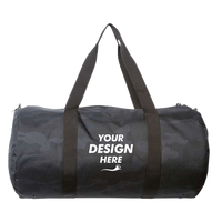 Independent Trading Co. 29L Day Tripper Duffel Bag, Black Camo / Black Camo, Front view, Mockup