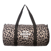 Independent Trading Co. 29L Day Tripper Duffel Bag, Cheetah / Cheetah, Front view, Mockup