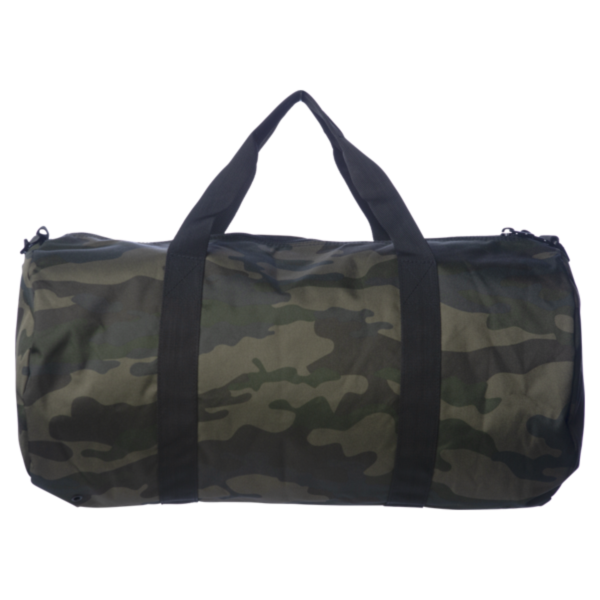Independent Trading Co. 29L Day Tripper Duffel Bag, Forest Camo / Forest Camo, Back view