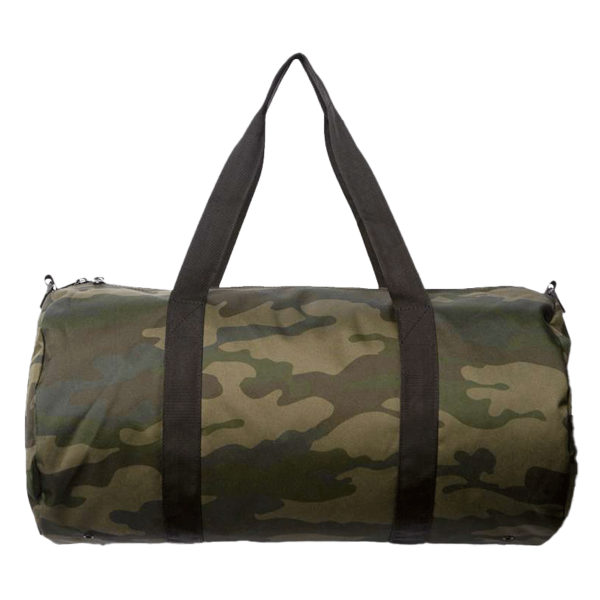 Independent Trading Co. 29L Day Tripper Duffel Bag, Forest Camo / Forest Camo, Front view