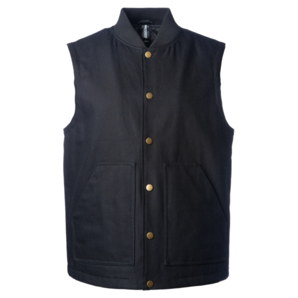 Independent Trading Co. Men's Insulated Canvas Workwear Vest, Black, Front view