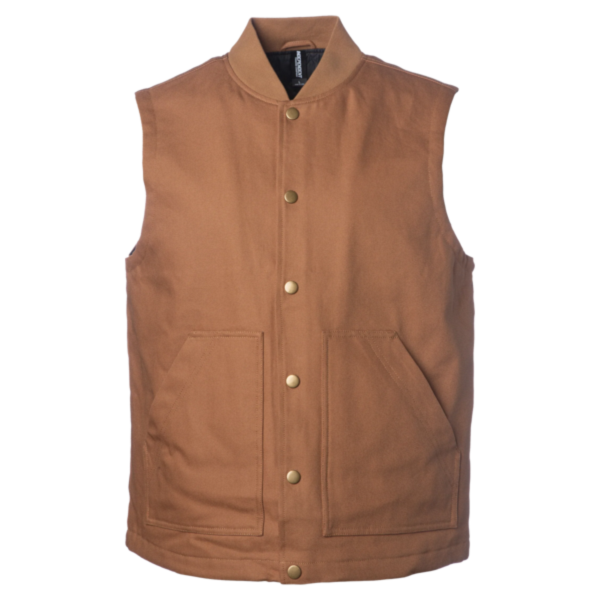 Independent Trading Co. Men's Insulated Canvas Workwear Vest, Saddle, Front view