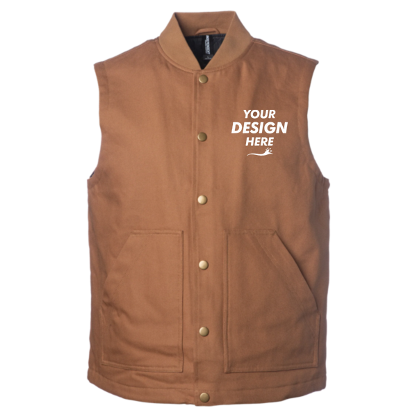 Independent Trading Co. Men's Insulated Canvas Workwear Vest, Saddle, Front view, Mockup