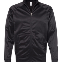 Independent Trading Co. Men's Lightweight Poly-Tech Full-Zip Track Jacket, Black / Black, Front view