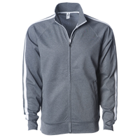 Independent Trading Co. Men's Lightweight Poly-Tech Full-Zip Track Jacket, Gunmetal Heather / Gunmetal Heather, Front view