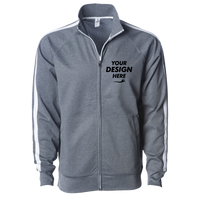 Independent Trading Co. Men's Lightweight Poly-Tech Full-Zip Track Jacket, Gunmetal Heather / Gunmetal Heather, Front view, Mockup