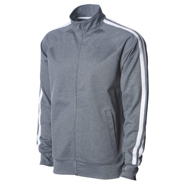 Independent Trading Co. Men's Lightweight Poly-Tech Full-Zip Track Jacket, Gunmetal Heather / Gunmetal Heather, Left Sleeve view