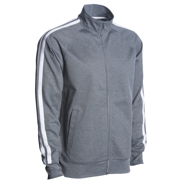 Independent Trading Co. Men's Lightweight Poly-Tech Full-Zip Track Jacket, Gunmetal Heather / Gunmetal Heather, Right Sleeve view