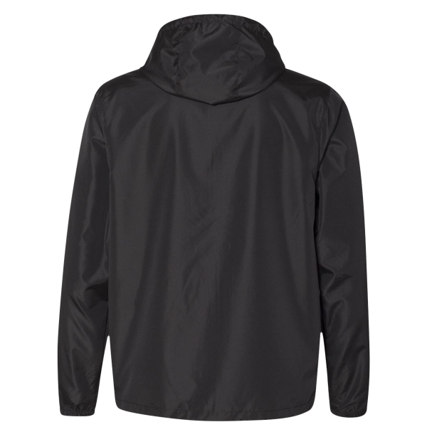 Independent Trading Co. Men's Lightweight Windbreaker Full-Zip Jacket, Black / Black / Black, Back view