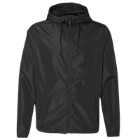 Independent Trading Co. Men's Lightweight Windbreaker Full-Zip Jacket, Black / Black / Black, Front view