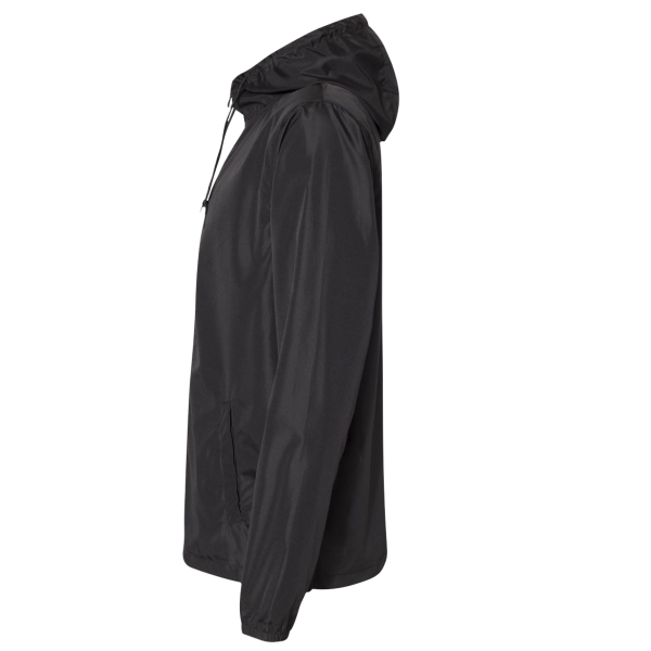 Independent Trading Co. Men's Lightweight Windbreaker Full-Zip Jacket, Black / Black / Black, Left Sleeve view