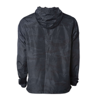 Independent Trading Co. Men's Lightweight Windbreaker Full-Zip Jacket, Black Camo / Black Camo / Black Camo, Back view