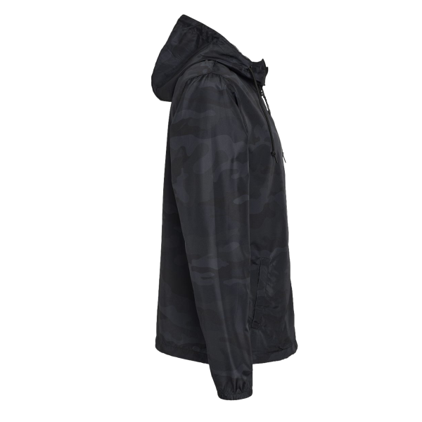 Independent Trading Co. Men's Lightweight Windbreaker Full-Zip Jacket, Black Camo / Black Camo / Black Camo, Right Sleeve view