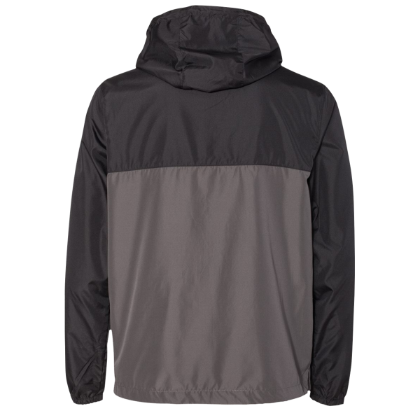 Independent Trading Co. Men's Lightweight Windbreaker Full-Zip Jacket, Black / Graphite / Graphite, Back view
