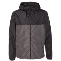 Independent Trading Co. Men's Lightweight Windbreaker Full-Zip Jacket, Black / Graphite / Graphite, Front view