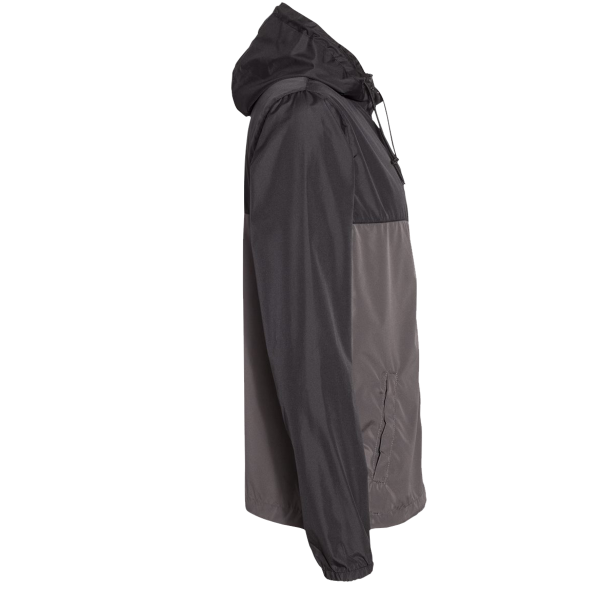 Independent Trading Co. Men's Lightweight Windbreaker Full-Zip Jacket, Black / Graphite / Graphite, Right Sleeve view