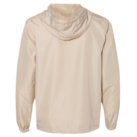 Independent Trading Co. Men's Lightweight Windbreaker Full-Zip Jacket, Classic Khaki / White Zipper / White Zipper, Back view