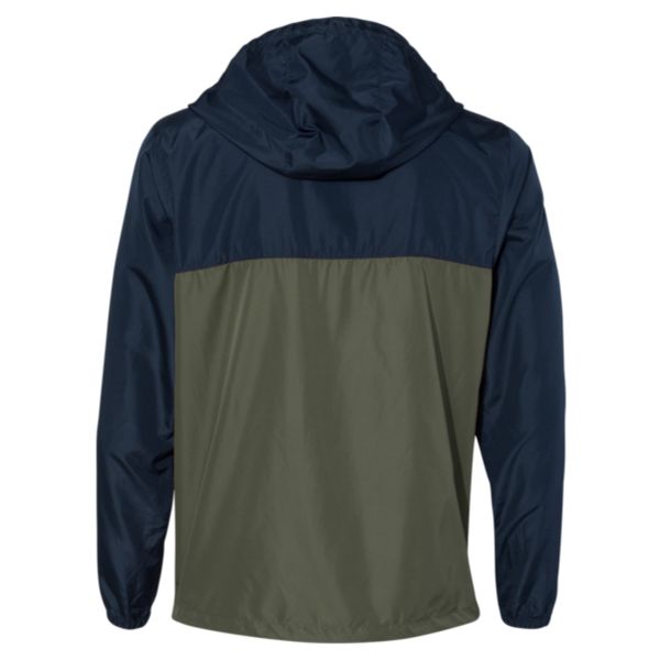 Independent Trading Co. Men's Lightweight Windbreaker Full-Zip Jacket, Classic Navy / Army / Army, Back view