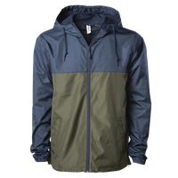 Independent Trading Co. Men's Lightweight Windbreaker Full-Zip Jacket, Classic Navy / Army / Army, Front view
