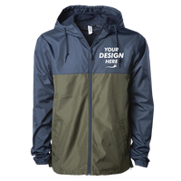Independent Trading Co. Men's Lightweight Windbreaker Full-Zip Jacket, Classic Navy / Army / Army, Front view, Mockup