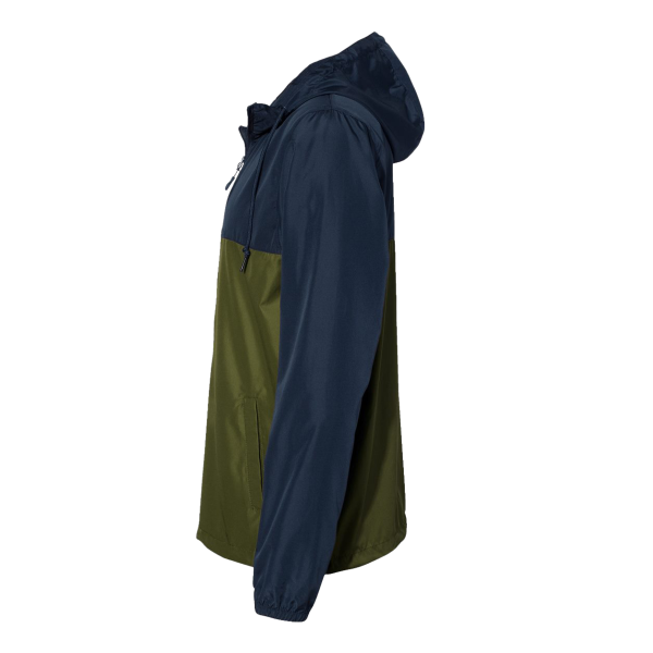Independent Trading Co. Men's Lightweight Windbreaker Full-Zip Jacket, Classic Navy / Army / Army, Left Sleeve view