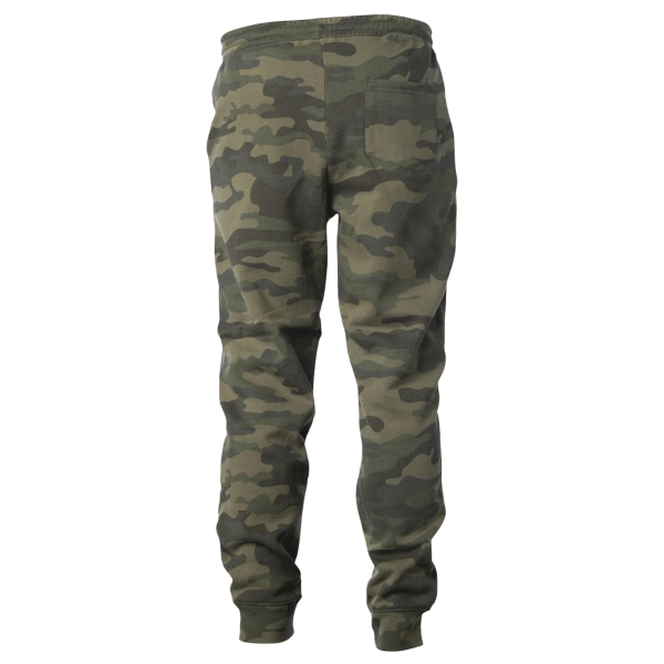 Independent Trading Co. Men's Midweight Fleece Sweatpants, Forest Camo, Back view