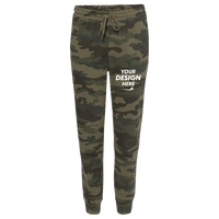Independent Trading Co. Men's Midweight Fleece Sweatpants, Forest Camo, Front view, Mockup