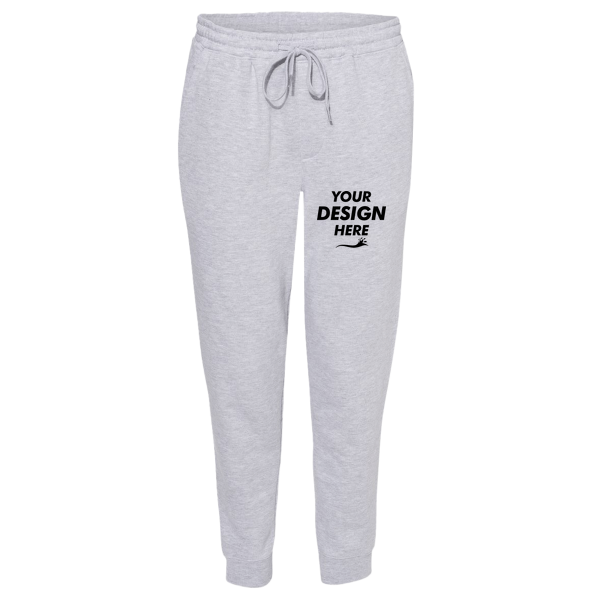 Independent Trading Co. Men's Midweight Fleece Sweatpants, Grey Heather, Front view, Mockup