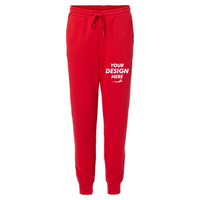 Independent Trading Co. Men's Midweight Fleece Sweatpants, Red, Front view, Mockup