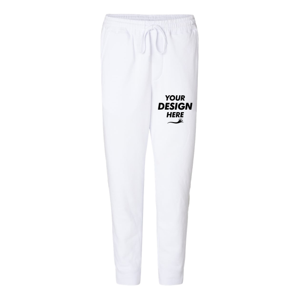 Independent Trading Co. Men's Midweight Fleece Sweatpants, White, Front view, Mockup