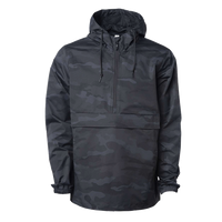Independent Trading Co. Men's Nylon Anorak, Black Camo, Front view