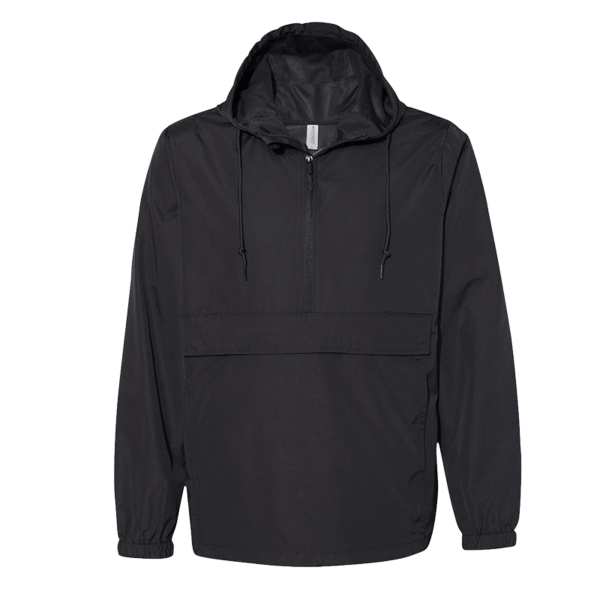 Independent Trading Co. Men's Nylon Anorak, Black, Front view