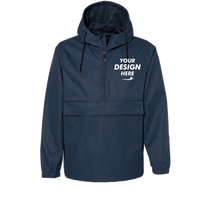 Independent Trading Co. Men's Nylon Anorak, Classic Navy, Front view, Mockup