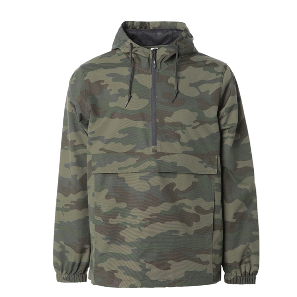 Independent Trading Co. Men's Nylon Anorak, Forest Camo, Front view