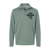 Independent Trading Co. Men's Perform Quarter-Zip Pullover, Agave, Front view, Mockup