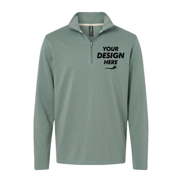 Independent Trading Co. Men's Perform Quarter-Zip Pullover, Agave, Front view, Mockup