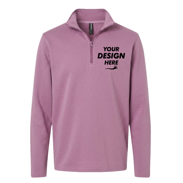 Independent Trading Co. Men's Perform Quarter-Zip Pullover, Orchid, Front view, Mockup