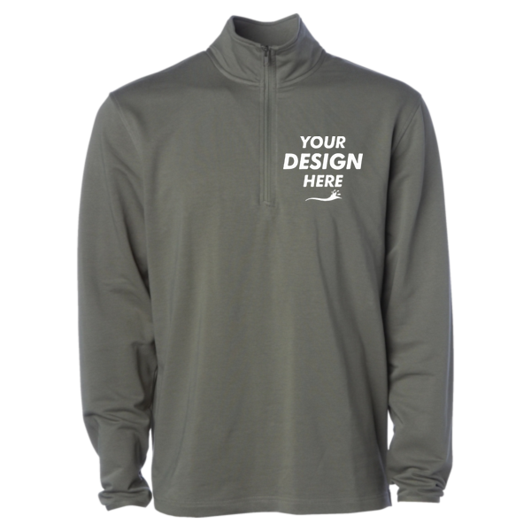 Independent Trading Co. Men's Perform Quarter-Zip Pullover, Pine, Front view, Mockup