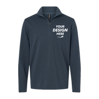 Independent Trading Co. Men's Perform Quarter-Zip Pullover, Storm Blue, Front view, Mockup